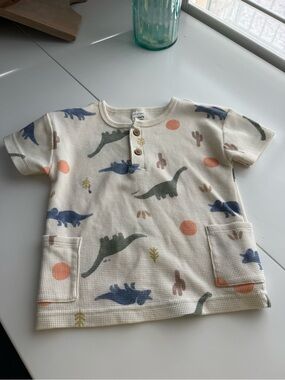 Carter's Cream Short-Sleeve Dino Print Tee with Pockets